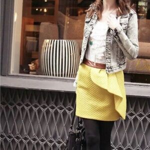 Anthropologie HD in Paris  lemon petal quilted lined mini skirt  sz 8